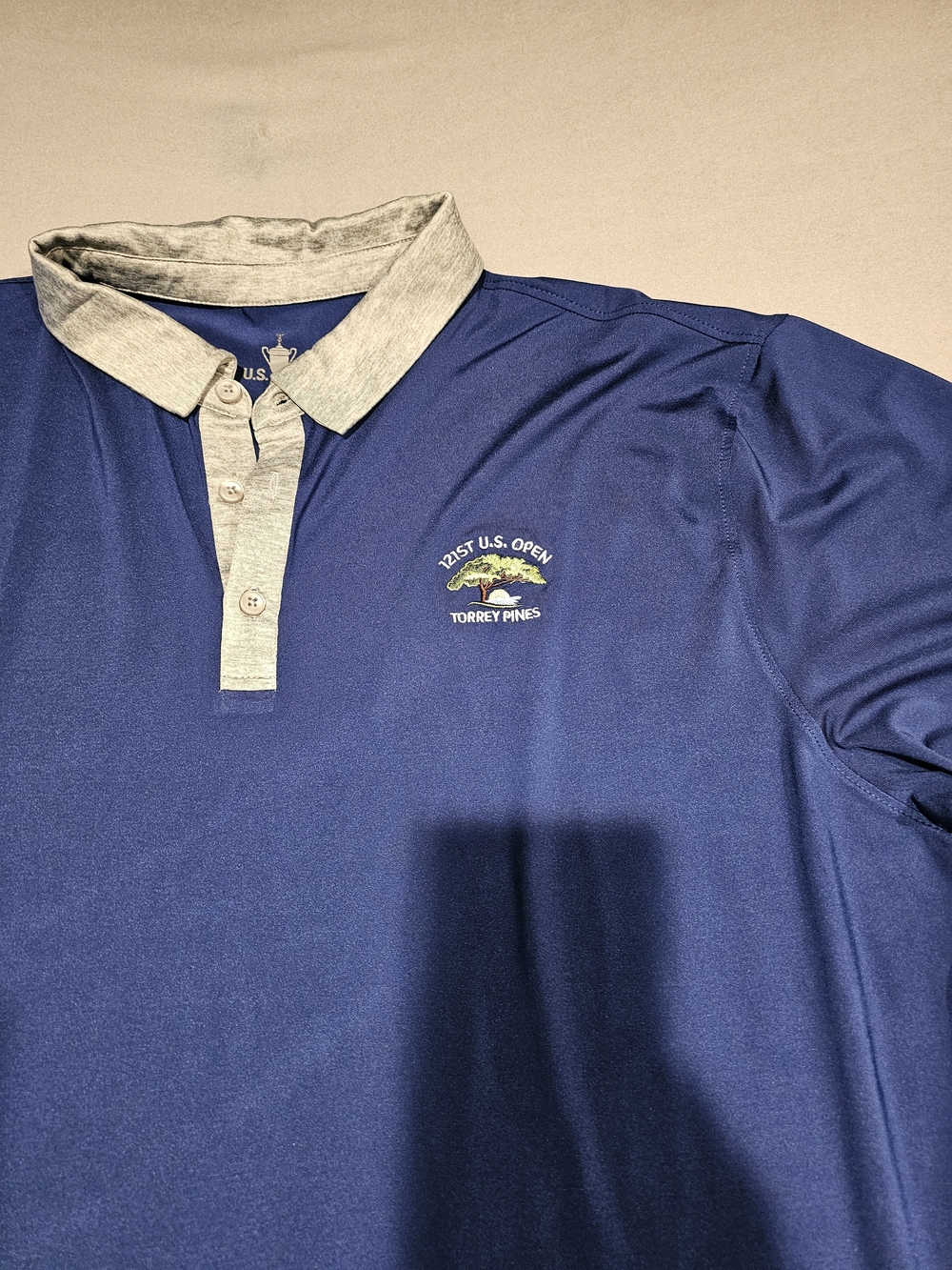 US Open Men's Blue Golf Polo Shirt with Contrast Collar Size XXL - Picture 3 of 7